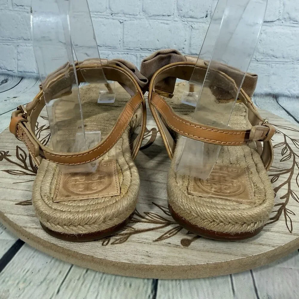 Tory Burch Bow Thong Sandals Women 11 Espadrille Jute Resort Coastal Boho